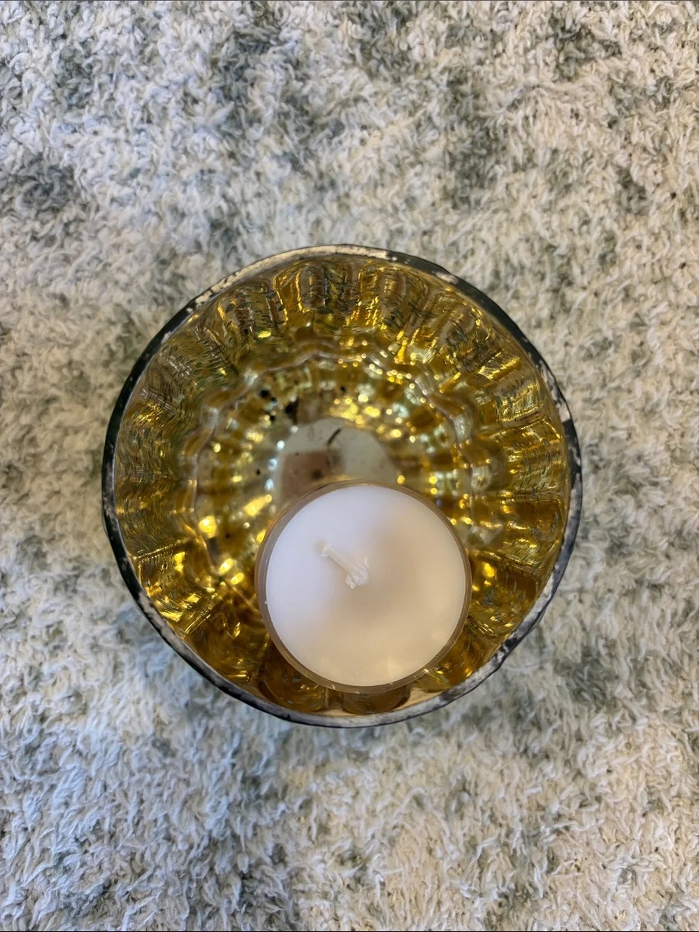 Mercury Glass Sage Green Ribbed Votive Candle Holder Koyal Pier One NWT 3x3”